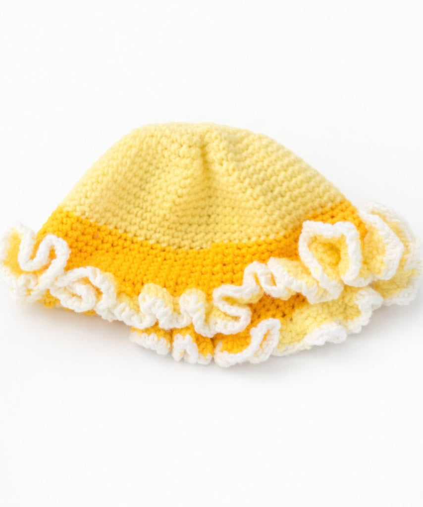 Sunset yellow ruffle hat